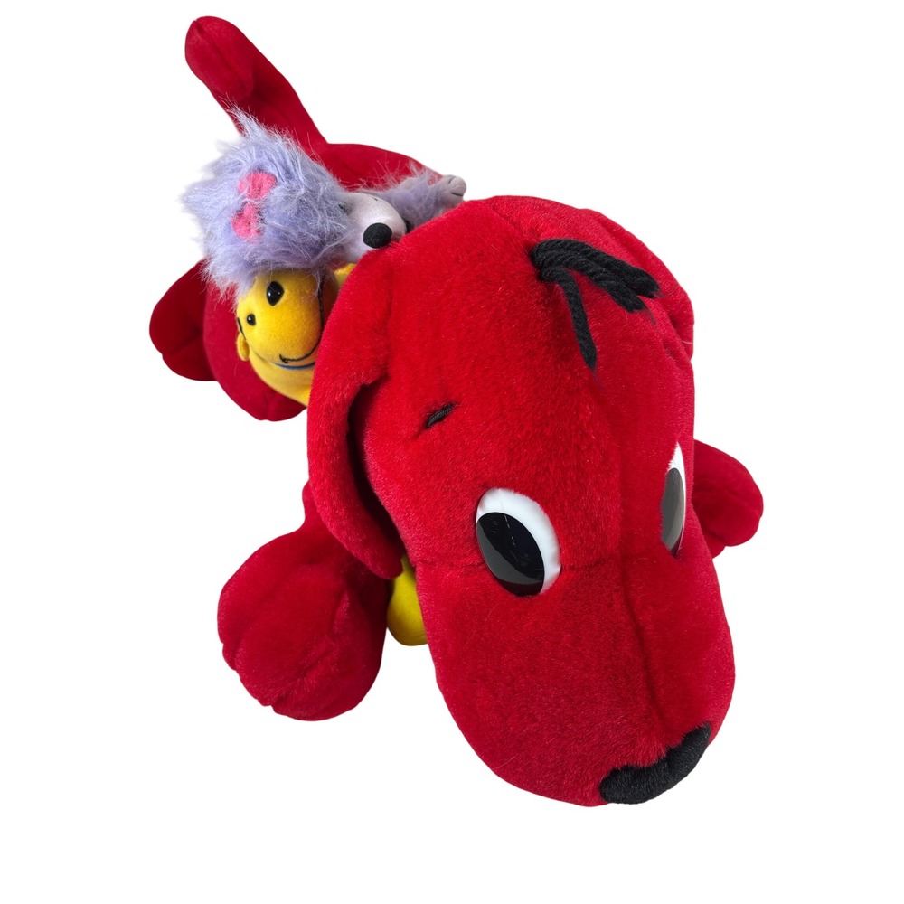 2002 Toy Island Scholastic Clifford Big Red Dog 24in Plush with T-Bone and Cleo